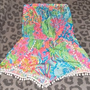 Lilly Pulitzer Daisy Strapless Pom Pom Romper